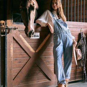 Free people ziggy denim overalls size L new with tag